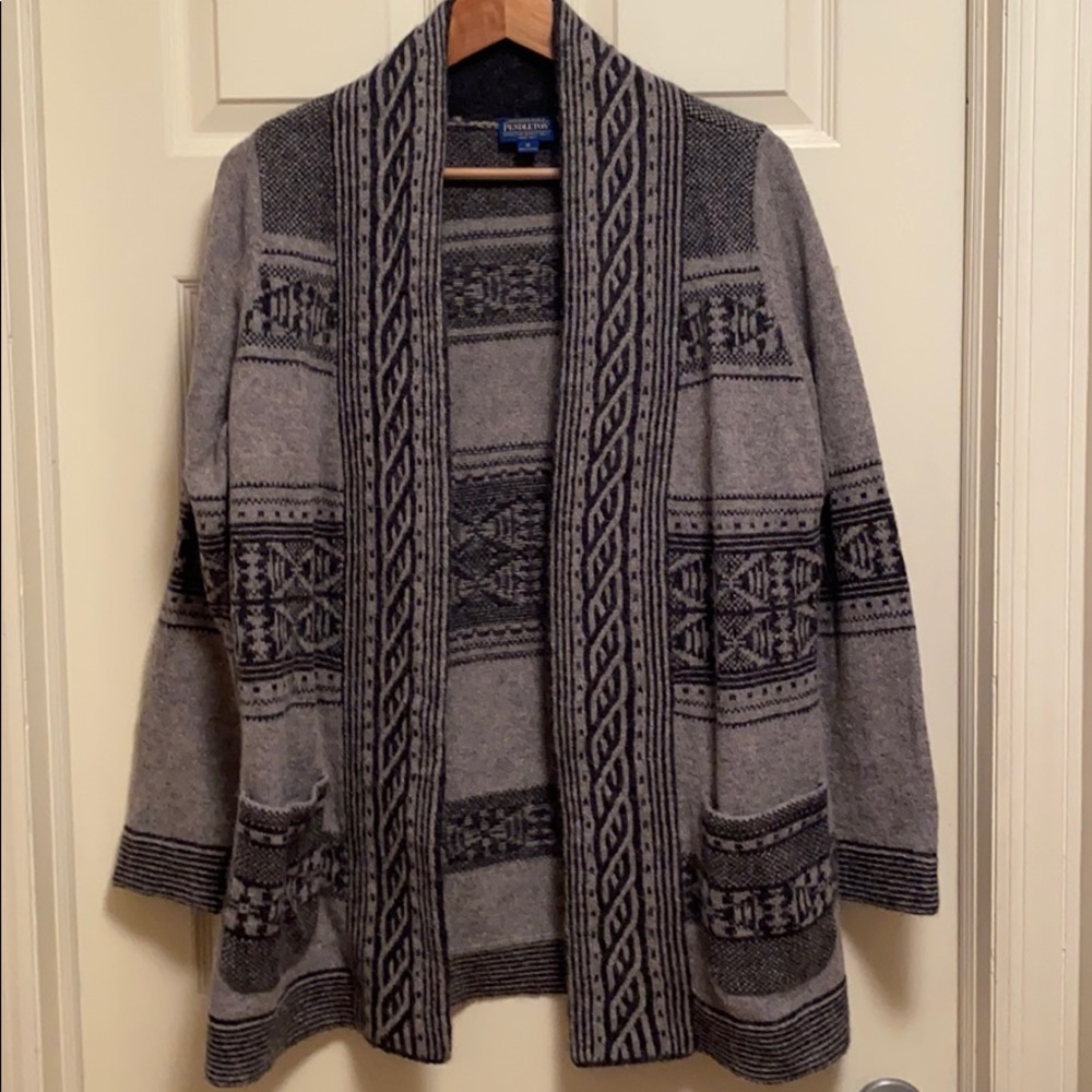 Pendleton Aztec Wool Belted Cardigan M